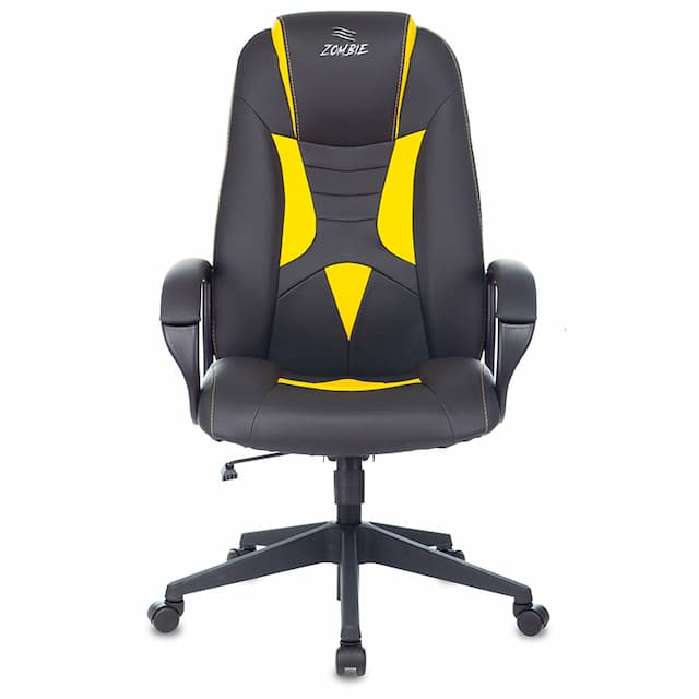 Кресло игровое Zombie 8 черный/желтый эко.кожа крестов. пластик