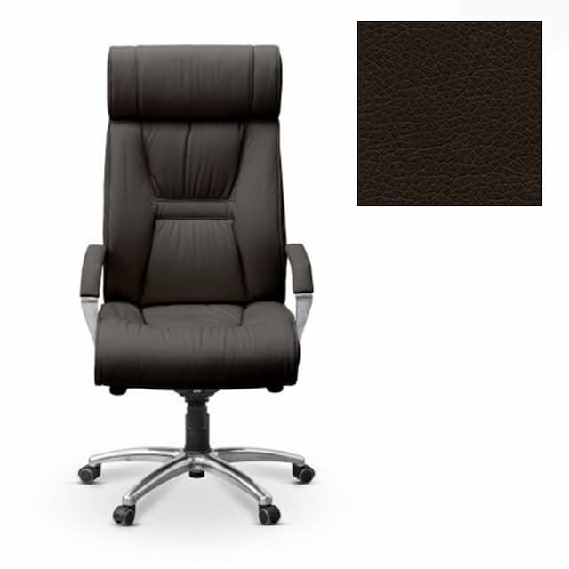 Кресло руководителя Юнитекс Олимп X хром экокожа премиум темно-коричневая CN1113