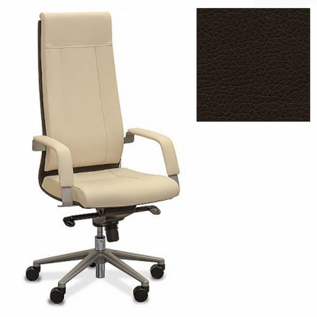 Кресло Юнитекс Торино для руководителя экокожа премиум темно-коричневая CN1113