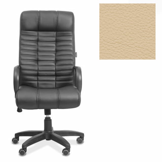 Кресло для руководителя Юнитекс Атлант натуральная кожа с компаньоном бежевая NL53