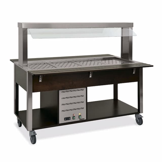 Стол Шведский тепловой (защитное стекло статичное) MetalCarrelli 6910.3-W (венге)